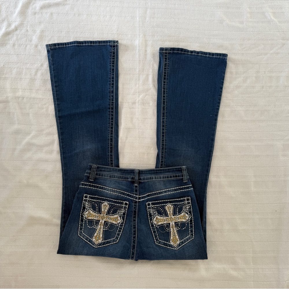 Women's Blue Jeans with Embellished Pockets